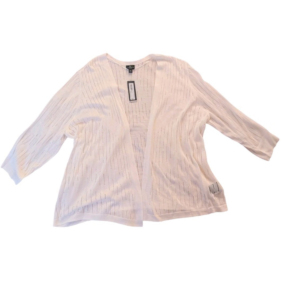 Worthington Women's Sweater Cardigan 2xl White NWT Open Front‎